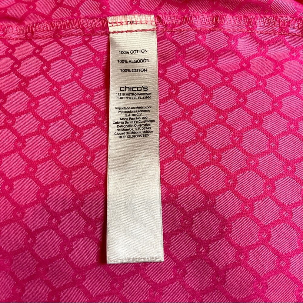 Chico’s Vibrant Pink Geometric Print Blouse - Size 8 - Picture 10 of 10